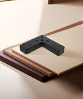 Black Stainless Steel L Shape Corner Brackets Pack Of Ten for wall mounts and bed frames on stacked wood pieces