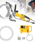 Heavy Hitter Electric Concrete Ring Saw Wall Cutter With Diamond Blade 5000W Motor, showcasing motor and accessories for construction.