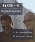 Two men wearing sunglasses outdoors with an EYESHAKER branding overlay.