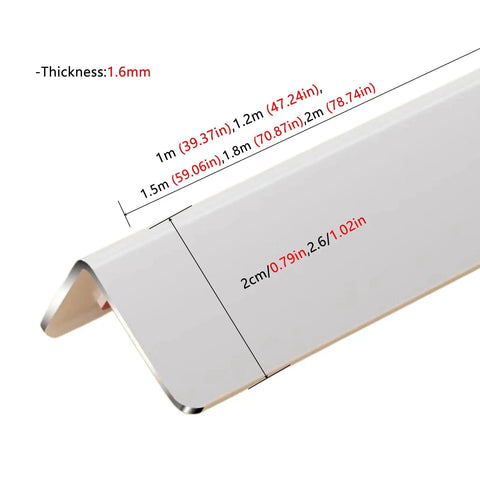 Heavy Duty Aluminum Corner Guard 89 Degree With Smooth Rounded Edge, Ultra Strong Adhesive Wall Protector with size dimensions shown