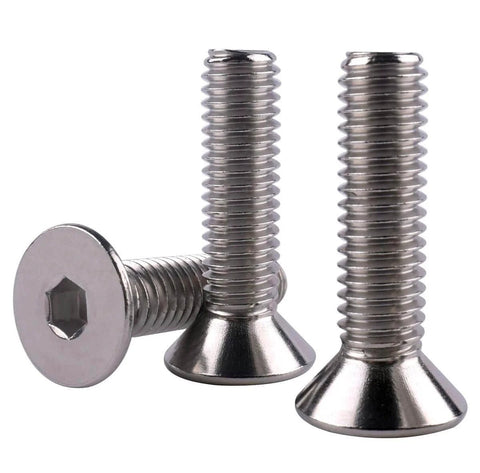M4 X 10mm Flat Head Socket Cap Countersunk Screws DIN7991 304 Stainless Steel 18-8, hex drive, fully threaded, pack of 50.