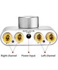 Back view of F900S 80W X 2 Bluetooth 5.0 Mini Amplifier showing right and left channel and power input ports.