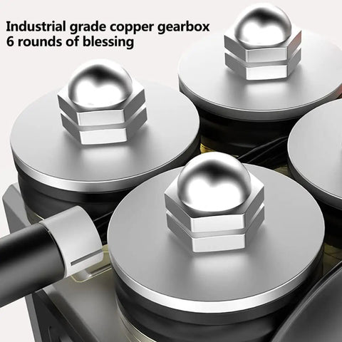 Close-up of the industrial grade copper gearbox on the Kickass Cordless Fish Tape Wire Puller For Electricians.