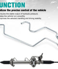Hard Line Rack And Pinion Transfer Lines Replacement For 2008 2014 Silverado Tahoe Suburban Avalanche 2008 2014 GMC Sierra Yukon Cadillac Escalade ESV Direct Fit Bolt On Rack Line Kit displayed with text about function and stability