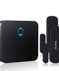 Wireless Door Chime Kit For Home And Office Doors Easy Install No Wiring Door Sensor Alerts When Doors Open And People Enter battery-powered black sensor set