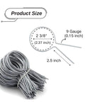 Beefy Heavy Duty 9 Gauge Galvanized Steel Chain Link Fence Ties 2 3 Eighths Inch Diameter, 150 Pack, size details shown