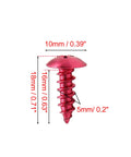 Street Hardened 30 Pack 5mm Red Hex Head Self Tapping Bolts With Snug Plastic Snap Caps close-up showing 5mm diameter and 16mm length.