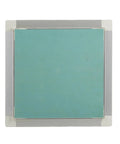Heavy Duty Touch Latch Tile Access Door For Walls Featuring Seamless Concealed Design Perfect Tile Integration No Sweat Install Super Tight Hush Hush Sound Blocking STC 62 Removable Hatch 12X12 Inches, viewed from above.