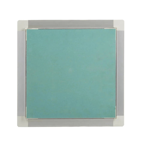 Heavy Duty Touch Latch Tile Access Door For Walls Featuring Seamless Concealed Design Perfect Tile Integration No Sweat Install Super Tight Hush Hush Sound Blocking STC 62 Removable Hatch 12X12 Inches, viewed from above.