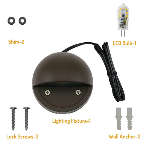 2W LED Deck Lights Pack Of 10 Low Voltage Landscape Lighting components including bronze fixture and G4 bulb