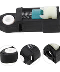 Gearhead Grade Transmission Shifter Adjuster Cable Head CV617C445AA For Maximum Power And Smooth Shifts Built From High Strength Alloy And Wear Resistant Polymer Lab Tested Thermal And Mechanical Toughness Keeps Cable Tension In Check., black alloy and polymer transmission shifter cable head with spring