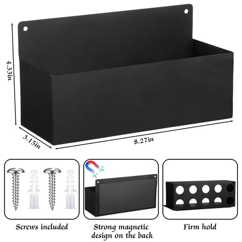 Magnetic Spray Can Holder 4 Pack Heavy Duty Pro Grade Wall Mounted Bottle Rack dimensions and features diagram