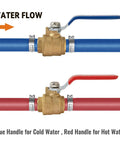 Six Pack Three Quarter Inch PEX Ball Valve Set Brass Full Port Quarter Turn Water Shut Off Valves For Hot And Cold Water With Crimp Fittings Lead Free UPC Certified Blue And Red Handles
