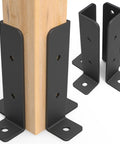 Adjustable Deck Post Anchor Brackets Kit Fits 1.5x1.5, 2x2, 2x4, 4x4 Posts Heavy Duty Half Column Base for wood support installed