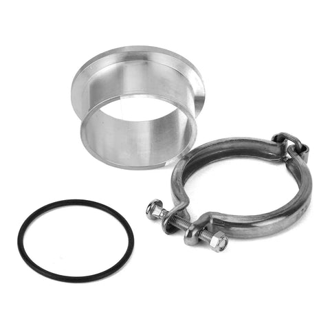 Beefed Up Turbo Flange Clamp Kit For HX35W HX40W V Band Aircraft Aluminum Build shown with clamp and ring components