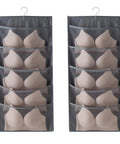 Enlarged Closet Hanging Bra Organizer With Rotating Metal Hanger Dual Sided Wall Shelf Wardrobe Mesh Pockets Space Saving