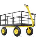Heavy Duty 1400 Lb Steel Garden Cart With 2 In 1 Utility Wagon, 13 Inch Tires, Removable Mesh Sides, Rotating Handle