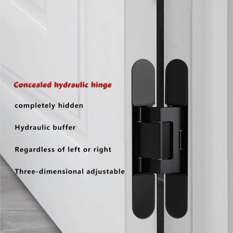 Heavy Duty Hydraulic Buffer Hinge With Invisible Hidden Spring For Automatic Soft Close Silent Operation Built Tough Without The Hassle For Every Interior Or Exterior Door Install, concealed black hydraulic hinge.