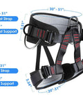Heavy Duty Half Body Safety Climbing Belt For Tree Climbing Fire Rescue Roofing And Rappelling, CE Certified with dimensions.