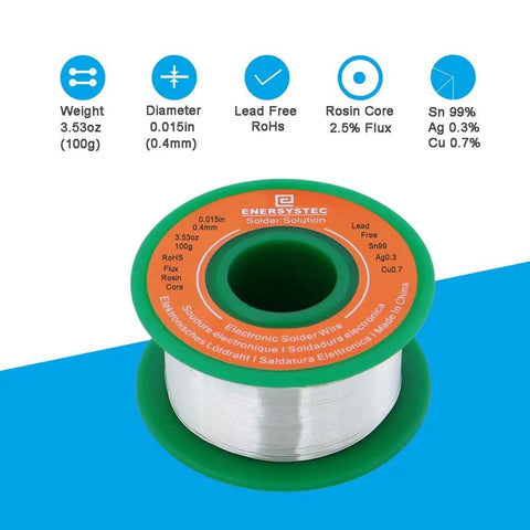 Pro Grade 0.4mm Lead Free Rosin Core Solder Wire Sn99 Ag0.3 Cu0.7 For Fine Electronics Soldering 100g 3.53oz spool