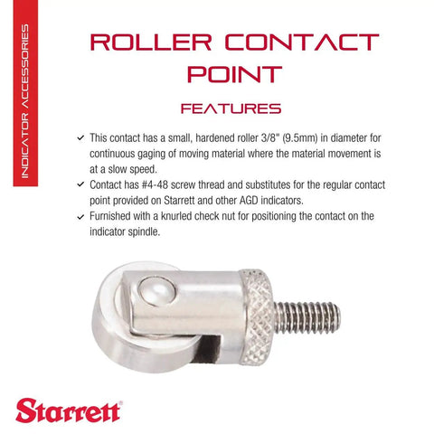 Small Hardened Roller Contact With Knurled Check Nut For Positioning On Indicator Spindle No 4 48 Screw Thread 25W Gage Accessory
