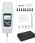 Workhorse Digital Push Pull Force Gauge Portable Dynamometer With Auto Shutdown Real Time And Peak Modes Four Unit Conversion Tension And Pressure Tester Handheld Meter For Diy Lab And Industrial Use, white ABS body with accessories and case