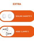 Sealing gaskets and hose clamps for Two Inch Pressure Gauge For CO2 Beer Keg Regulator Left Hand Thread 0 To 3000 Psi Dual Scale