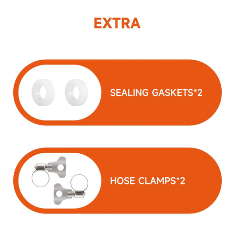 Sealing gaskets and hose clamps for Two Inch Pressure Gauge For CO2 Beer Keg Regulator Left Hand Thread 0 To 3000 Psi Dual Scale
