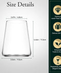 Size details of Stemless Wine Glass Set Of 4 Hand Made 16oz Crystal Red And White Wine Glasses For Everyday Use, Home Bar And Hosting.