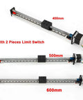 Top Tier Electric Cnc Linear Motion Table Slide Stage Actuator Featuring Hella Precise Movement Plug And Play Setup For Nema23 Motor 24V Shop Rigs Under Six Hundred Mm Travel Distance with 400mm, 500mm, and 600mm options shown.