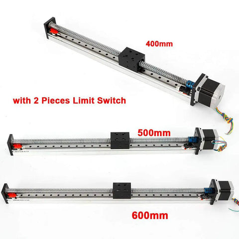 Top Tier Electric Cnc Linear Motion Table Slide Stage Actuator Featuring Hella Precise Movement Plug And Play Setup For Nema23 Motor 24V Shop Rigs Under Six Hundred Mm Travel Distance with 400mm, 500mm, and 600mm options shown.