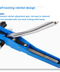 Close-up of Heavy Duty Manual Pipe Bender for Copper, Aluminum, and Steel Tubing showcasing self-locking ratchet design.