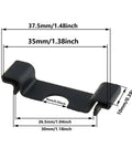 Durable 35mm DIN Rail End Cap Protector Covers For Terminal Blocks, Black Plastic End Mount, Clamp Style, 30 Pack, dimensions displayed