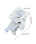 Heavy Duty Swivel Caster Bracket With Parking Brake, Four Inch Steel Rotating Wheel Frame, side view with dimensions shown.