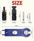 Solar Connector Kit With 12 Pairs Of Connectors, 2 Spanner Wrenches, And Wire Crimper For Photovoltaic Systems size chart