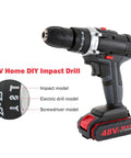 Built Tough Cordless Drill And Driver Kit With Battery Charger Percussion Impact Wrench showing 48V model for DIY use.