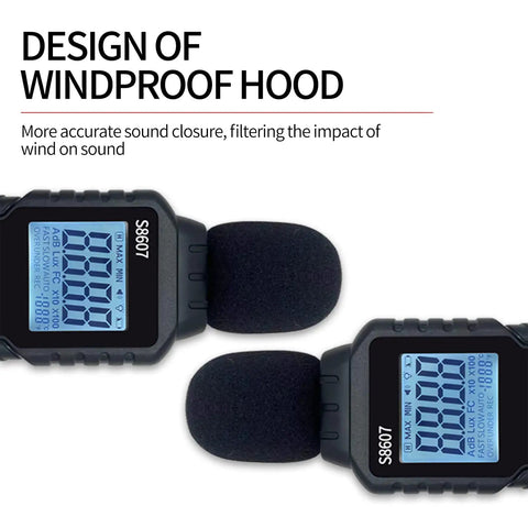 Everyday Noise Boss Handheld Digital Sound Level Meter with windproof hood for classrooms homes 30 to 130 dBA range