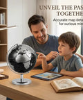 6 Inch World Globe With Antique Bronze Stand For Desktop Decor And Geography Learning Ideal For Home Office And Classroom Use Silver Finish Great Gift