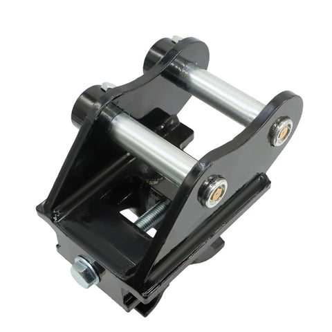 Mini Excavator Quick Change Hitch Coupler With 25mm Pin for 0.8 to 2 Ton Machines, black steel construction, side view