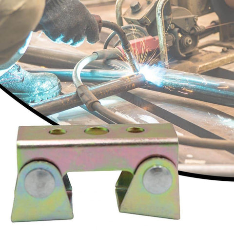 Beefy Pro-Grade V Type Welding Jig With Magnetic Stainless Steel Fixture Clamp for doors and metalworking projects, golden color