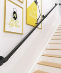Straight Up Rock Solid Black Iron Railing For Indoor And Outdoor Use Adjustable Height Safety Guardrail With Rustproof Finish on staircase