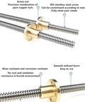 Lead Screw T30x6 With Brass Nut 30mm Stainless Steel Threaded Rod 6mm Pitch for 3D Printers and CNC Machines, corrosion resistant