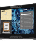 Built Like A Tank 10.1 Inch Rugged Tablet With Intel Core I7 And VPro Tech Featuring 16 GB RAM And 1 TB Storage showing inventory and mapping interface.