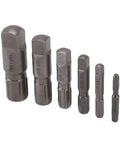 Essential 6 Piece Pipe Extractor Set To Yank Broken And Stripped Nuts With Ease Plus Screw Remover Tool Kit For Plumbing Jobs From 1/8 Up To One Inch Size. steel extractors, six sizes