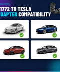 J1772 to Tesla Charging Adapter compatibility with Model S, 3, Y, and X for universal EV use on Level 1 and 2 stations.
