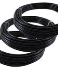 Ready To Roll Three Size DOT Approved Air Brake Tubing Kit With 1/4 Inch, 3/8 Inch, And 1/2 Inch Lines X 100 Feet Each, Black Nylon SAE J844 Pneumatic Line Hose For Brake System, showing coiled black nylon tubing.