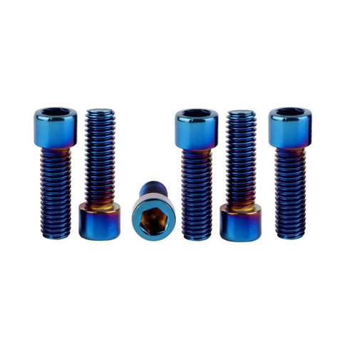 M6x12mm Allen Hex Bolts Set In Stainless Steel With Titanium Burnt Blue Finish For Bikes Motorcycles And Cars 6 Pack
