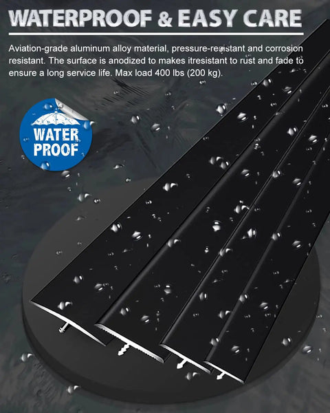 Rugged Aluminum T Molding Floor Transition Strip 36 Inch By Three Quarter Inch Matte Black with waterproof feature