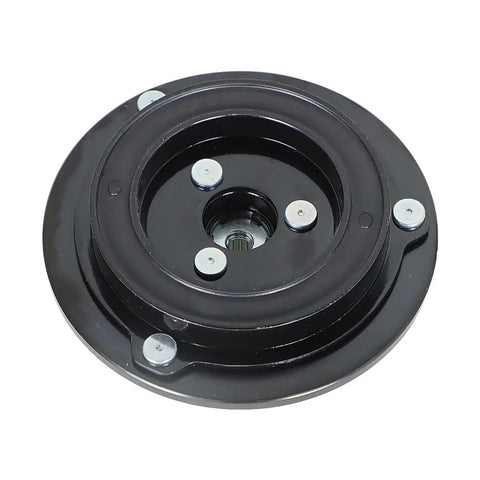 Premium AC Compressor Clutch Hub Replacement For Ford F150 And Lobo 50L Engines 2011 Through 2014, black metal hub with bolt holes.