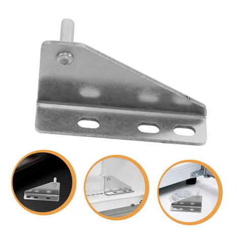 Top Shelf Stainless Steel Freezer Door Pivot Hinges 2 Pieces Set For Chest Freezer Silent Triangle Replacement Fridge Parts close-up view of a single hinge